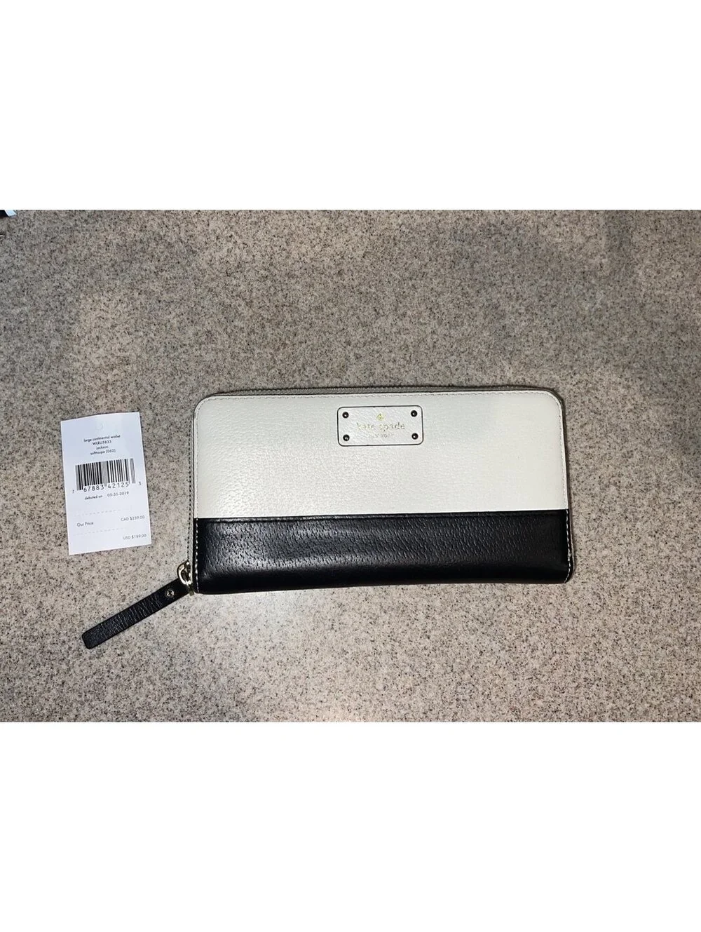 Kate Spade Wallet leather large Continental Jackson black white